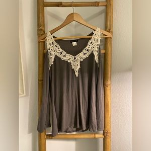 Venus gray cold shoulder top